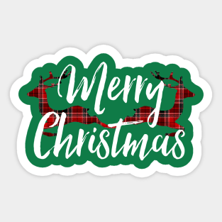 Merry Christmas Plaid Reindeer Sticker